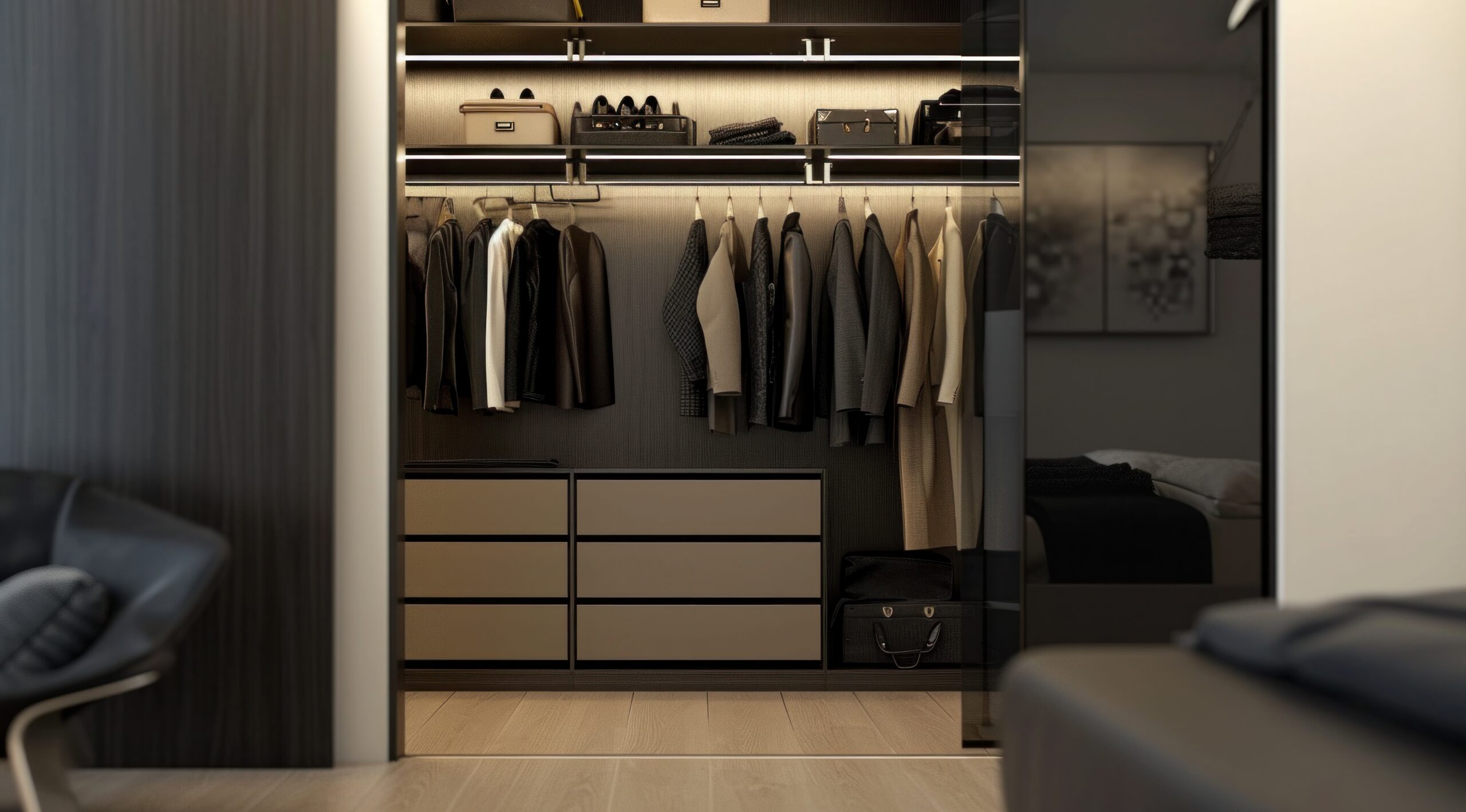 a minimalist style closet design ideas.